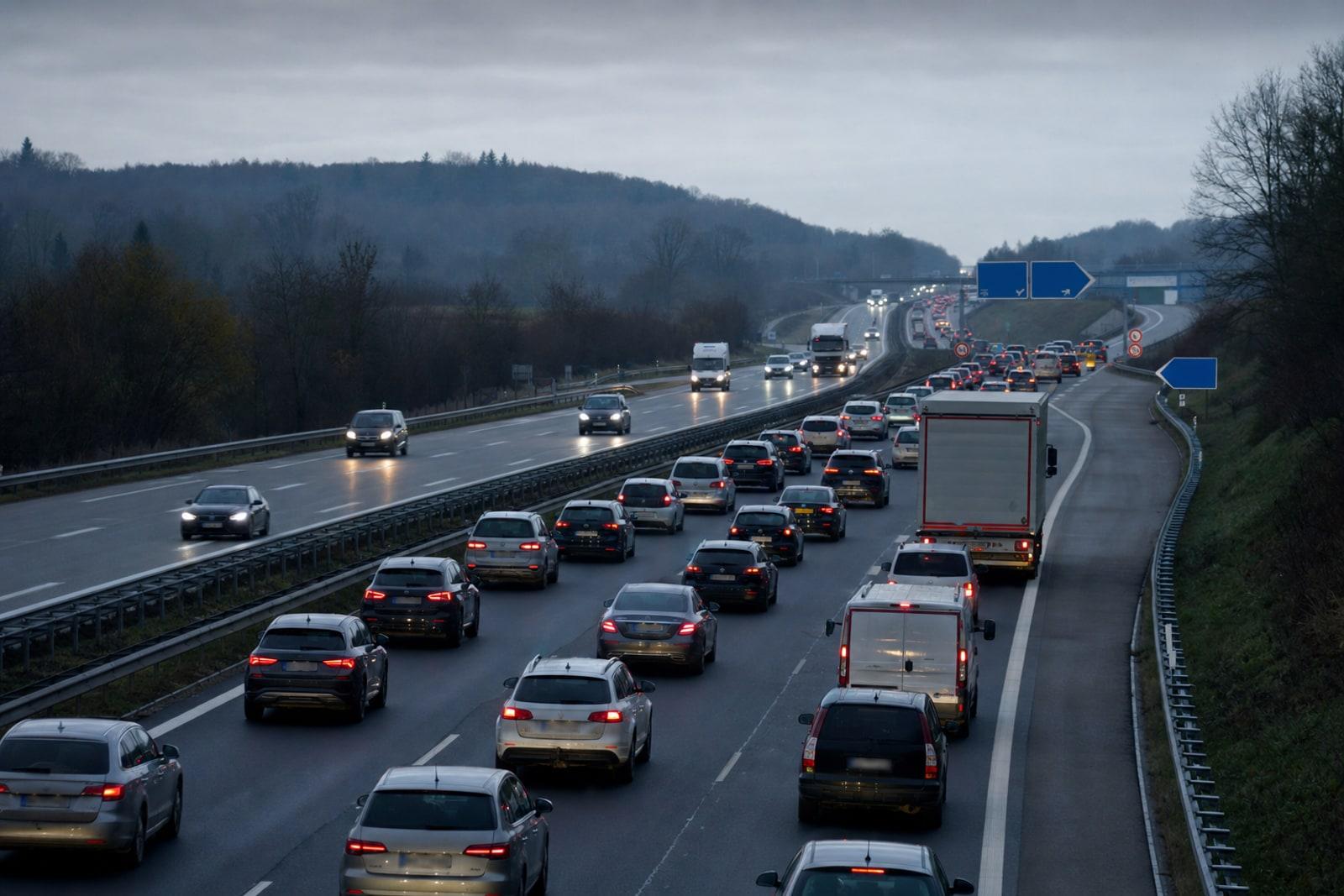 Moiestrafic op der A31 a Richtung Lëtzebuerg virun der Grenz bei Zoufftgen