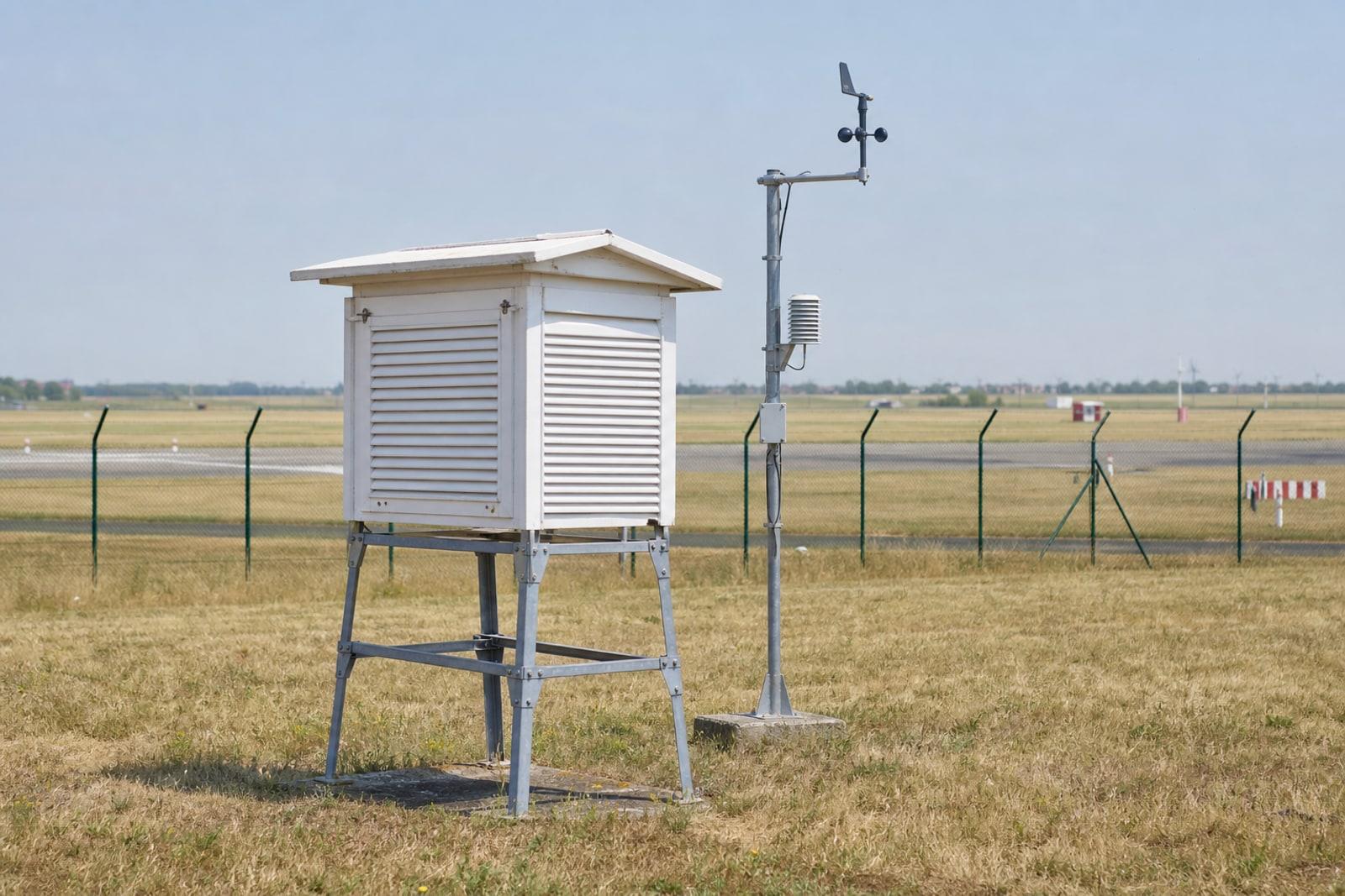 Instruments météorologiques de MeteoLux à l’aéroport de Luxembourg-Findel pendant une vague de chaleur